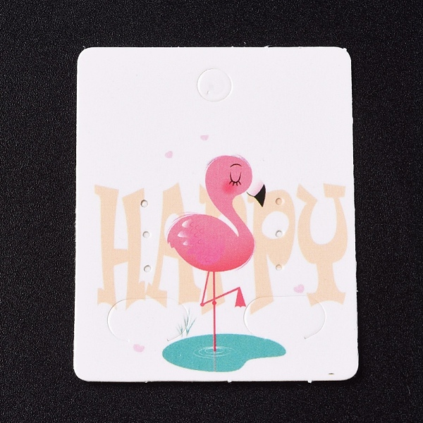

PandaHall Paper Jewelry Display Cards, for Hanging Earring Display, Rectangle with Happy Flamingo Shape, White, 50x40x0.3mm, Hole: 5.3mm...