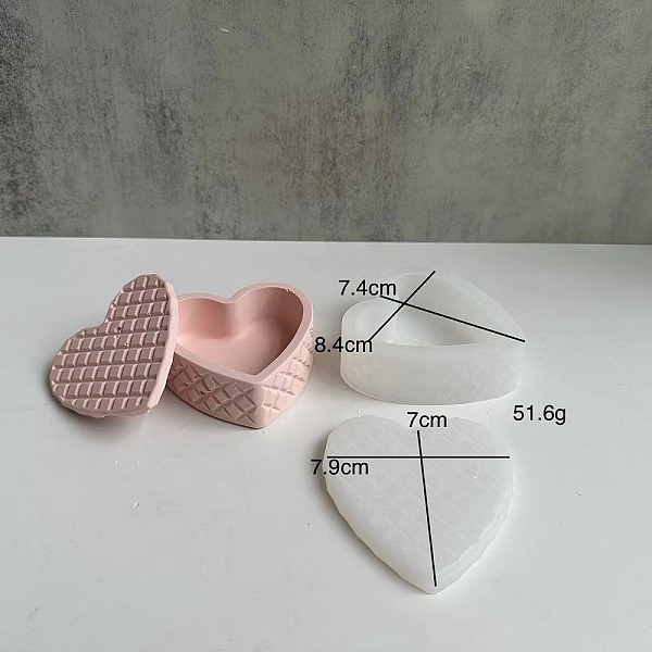 

PandaHall Valentine's Day Food Grade Silicone Heart Storage Box Mold, Resin Casting Molds, for UV Resin, Epoxy Resin Craft Making, White...