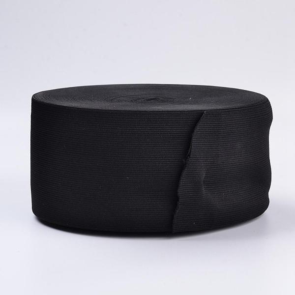 

PandaHall Flat Elastic Rubber Band, Webbing Garment Sewing Accessories, Black, 100mm, 40m/roll Elastic Fibre Flat Black