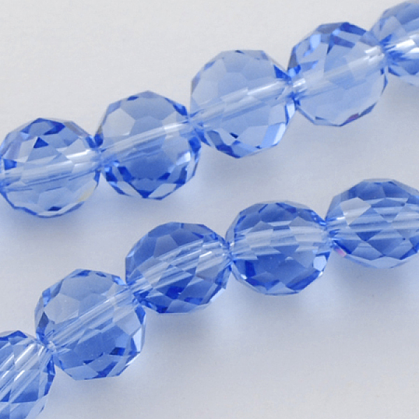 

PandaHall Glass Bead Strands, Faceted, Flat Round, Royal Blue, 8x6~7mm, Hole: 1mm Glass Flat Round