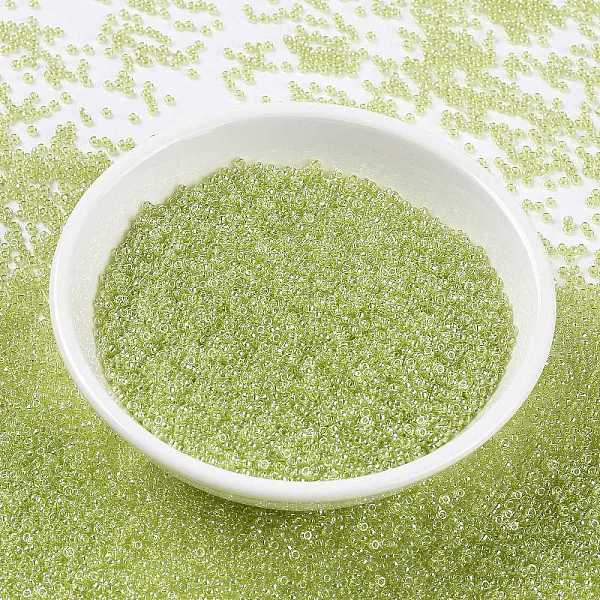 

PandaHall MIYUKI Round Rocailles Beads, Japanese Seed Beads, 15/0, (RR172) Transparent Chartreuse Luster, 1.5mm, Hole: 0.7mm, about..., Green