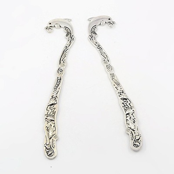 

PandaHall Zinc Alloy Bookmark, Lead Free and Cadmium Free, Dolphin, Antique Silver, 124x28x3mm, Hole: 2mm Alloy