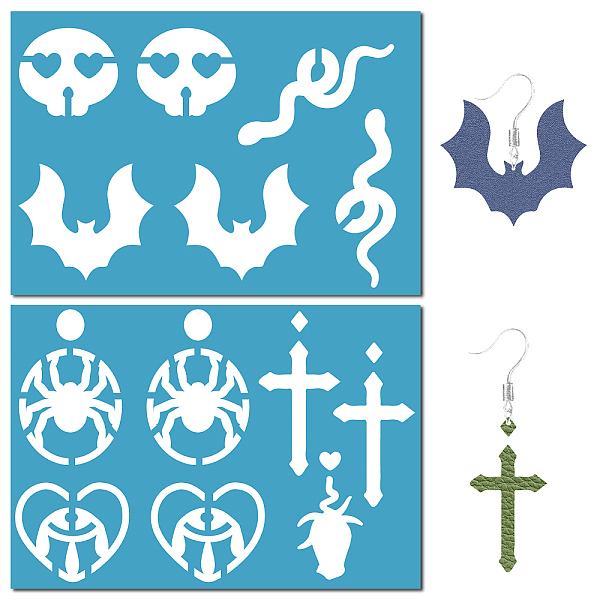 

PandaHall GORGECRAFT 2 Styles Gothic Style Acrylic Earring Templates Bat Snake Spider Cross Ghost Reusable Jewelry Shape Cutouts Cutting...