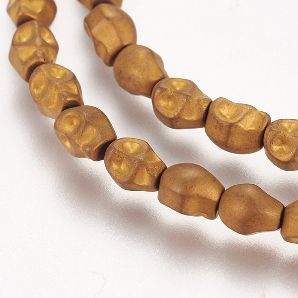 

PandaHall Electroplated Non-magnetic Synthetic Hematite Beads Strands, Grade AA, Frosted, Skull, Golden Plated, 5.5x4.5x5mm, Hole: 1mm...