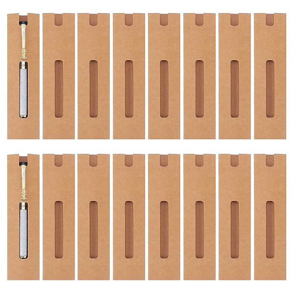 

PandaHall Paper Pen Packaging Sleeves, Slip-in Fountain Pen Holders, Office School Supplies, BurlyWood, 155x40x0.5mm, Window: 70x10.5mm..., Orange