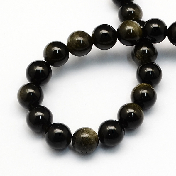 

PandaHall Natural Golden Sheen Obsidian Round Beads Strands, 4.5mm, Hole: 1mm, about 96pcs/strand, 15.5 inch Golden Sheen Obsidian Round