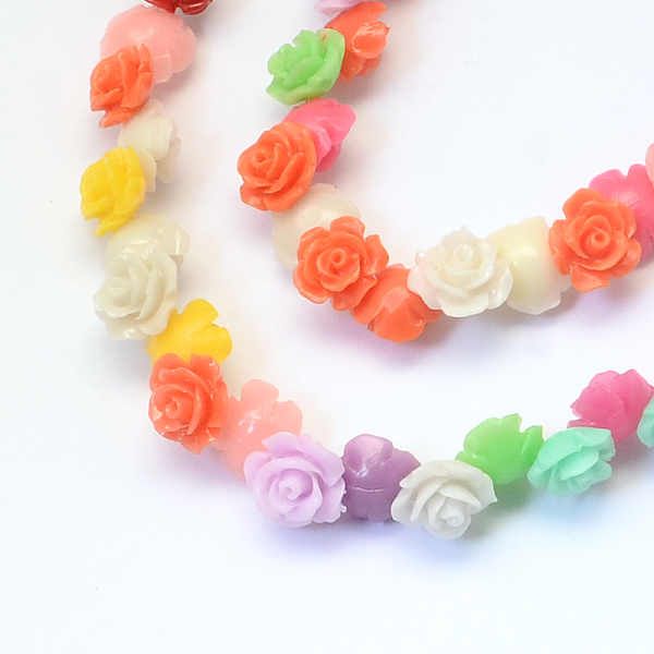 PandaHall Flower Dyed Synthetic Coral Beads, Mixed Color, 10x6~7mm, Hole: 1mm Synthetic Coral Flower Multicolor