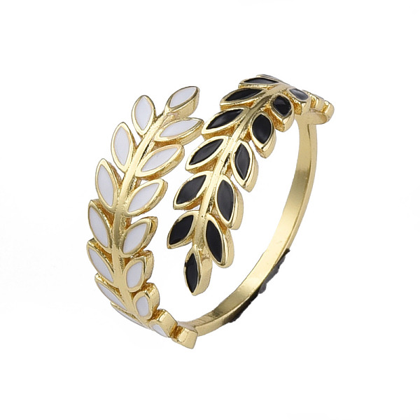 

PandaHall Enamel Leaf Open Cuff Rings, Real 18K Gold Plated Brass Jewelry for Women, Nickel Free, Black and White, US Size 7(17.3mm) Brass...