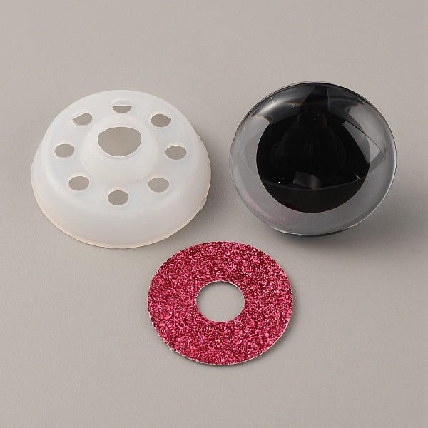 

PandaHall Plastic Doll Eyes, with PET Glitter Powder Finding, Craft Safety Eyes, for Crafts, Crochet Toy and Stuffed Animals, Half Round..., Pink