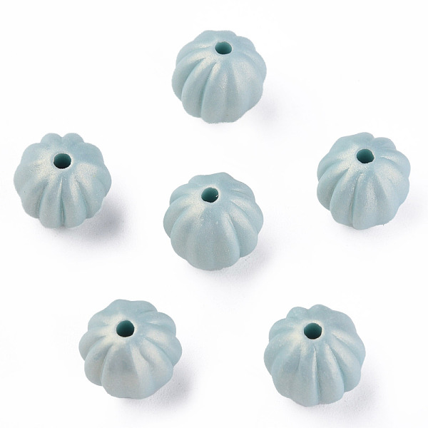

PandaHall Spray Painted Acrylic Beads, Corrugated Beads, Rubberized Style, Round, Pale Turquoise, 11x11mm, Hole: 2mm, about 720pcs/500g...