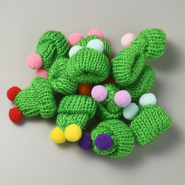 

PandaHall Woolen Crochet Mini Hat with Double Pom Pom Ball, Ornament Accessories, Lime Green, 35x31x28mm Wool Hat