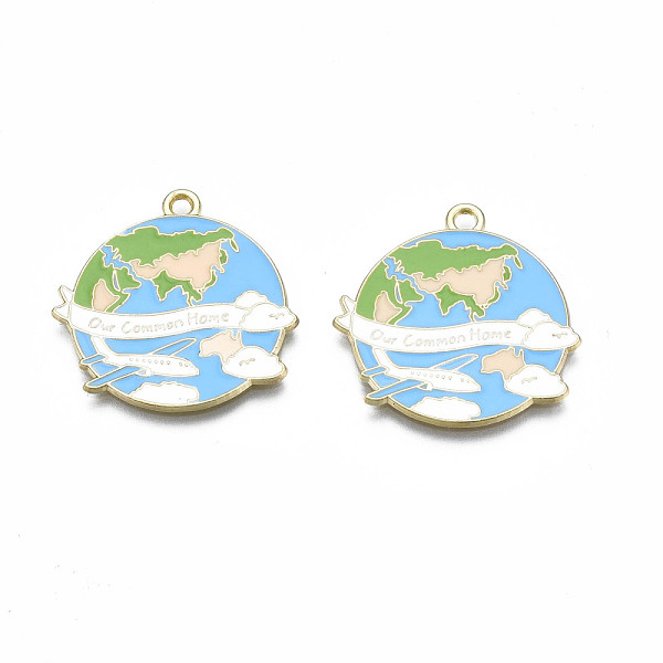 

PandaHall Alloy Enamel Pendants, Cadmium Free & Lead Free, The Earth, Light Sky Blue, 28x28x1.5mm, Hole: 2mm Alloy+Enamel Others