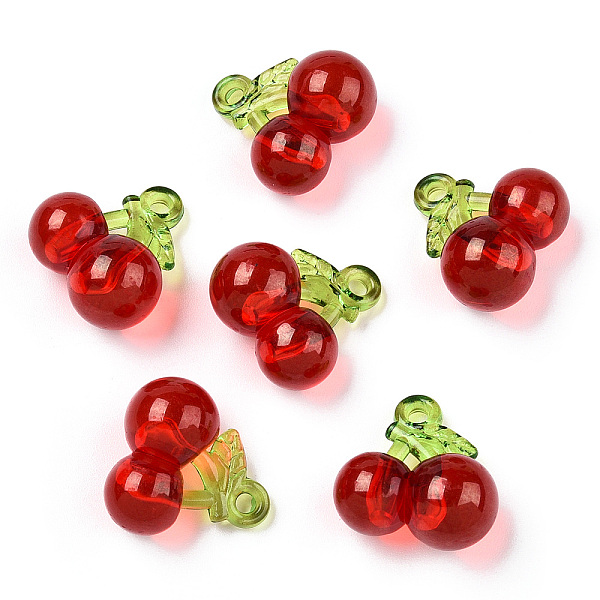 

PandaHall Transparent Acrylic Pendants, Cherry, Red, 20x19.5mm, Hole: 2.5mm Acrylic Fruit Red