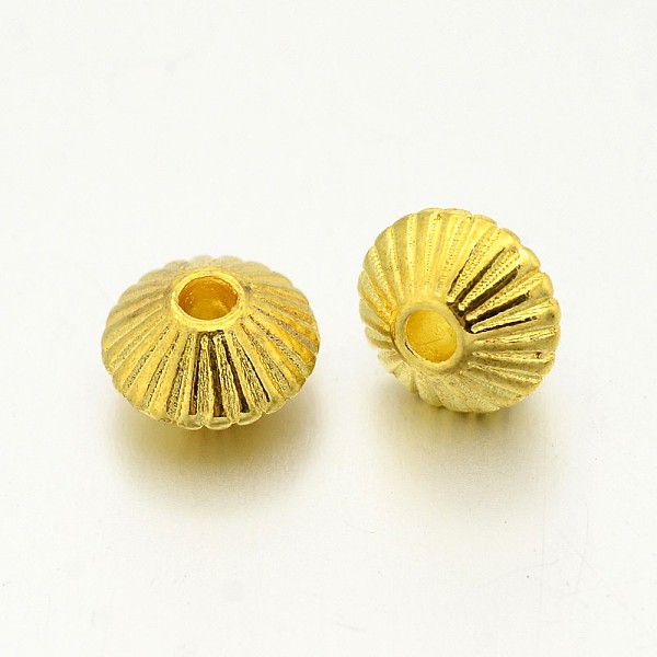 

PandaHall Tibetan Style Alloy Spacer Beads, Lead Free & Cadmium Free, Bicone, Golden, 7.5x4.6mm, Hole: 1mm Alloy Bicone