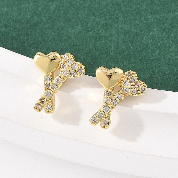Aretes de latón con micro pavé de circonita cúbica transparente