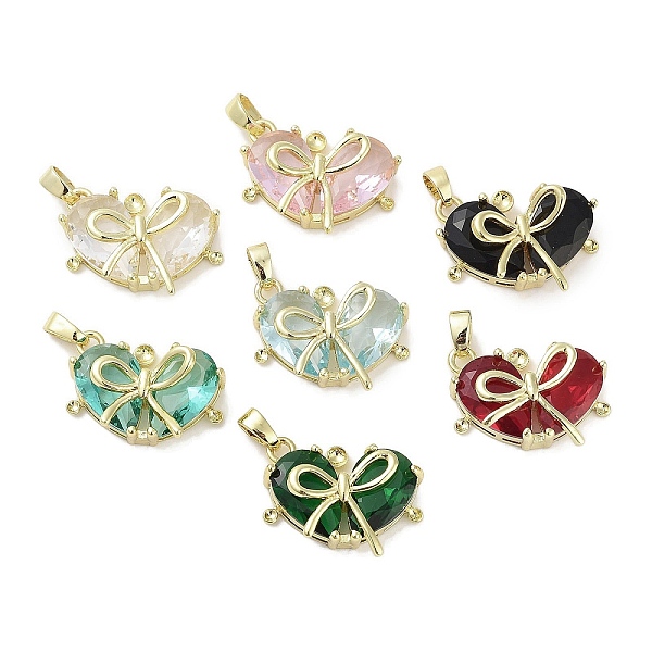 

PandaHall Real 18K Gold Plated Brass Glass Pendants, Heart with Bowknot Charm, Lead Free & Cadmium Free, Long-Lasting Plated, Mixed Color..., Multicolor