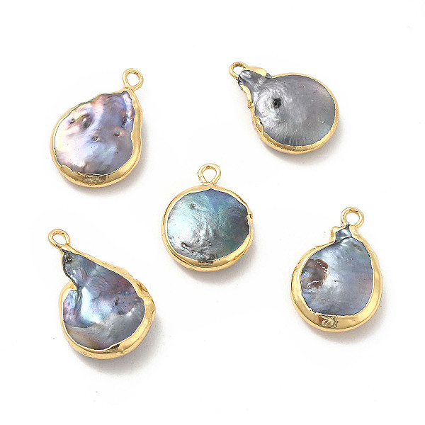 

PandaHall Baroque Natural Keshi Pearl Pendants, Teardrop Charms, with Brass Loops, Blue, Light Gold, 17~22x13~14x4~5mm, Hole: 1.6~1.8mm...