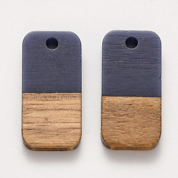 

PandaHall Resin & Walnut Wood Pendants, Waxed, Rectangle, Marine Blue, 20.5x10x3~4mm, Hole: 2mm Resin+Wood Rectangle Blue
