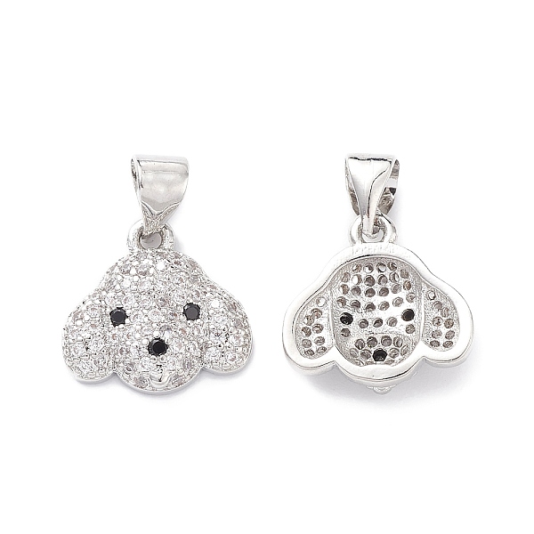 

PandaHall Brass Micro Pave Cubic Zirconia Charms, Dog Head Charm, Platinum, 12.5x13x3mm, Hole: 4.4x3.3mm Brass+Cubic Zirconia Dog Clear