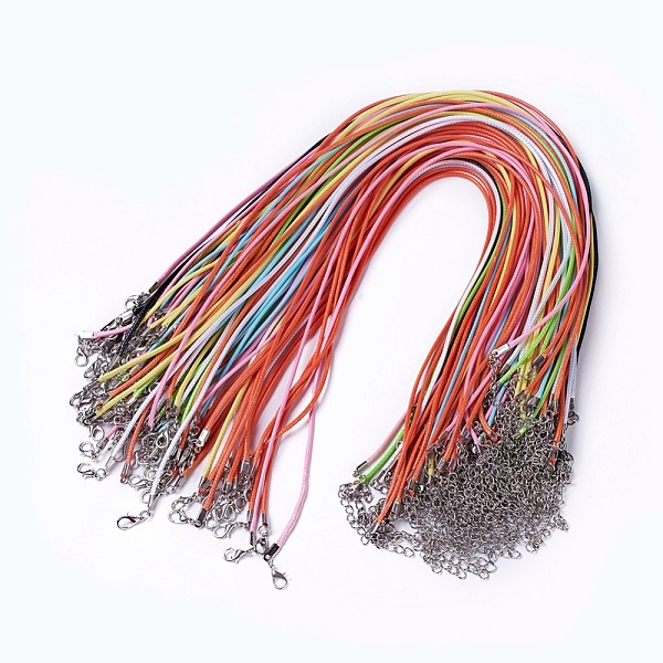 

PandaHall Waxed Cord Necklace Making, with Zinc Alloy Lobster Clasps, Platinum, Mixed Color, 17.8 inch~18 inch(45.5~46cm), 2mm Waxed Cord..., Multicolor