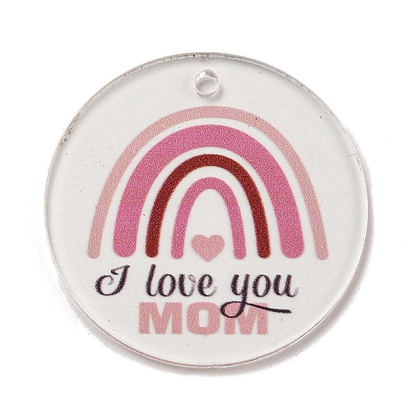

PandaHall Mother's Day Opaque Acrylic Pendants, Flat Round with Word, Hot Pink, 45x3mm, Hole: 3.5mm Acrylic Flat Round