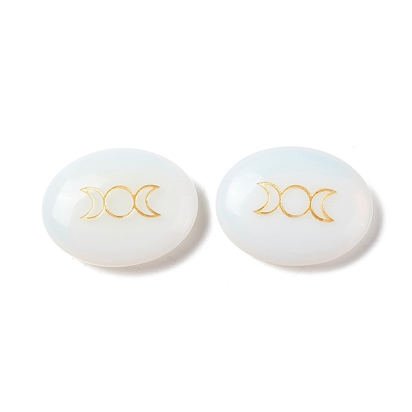 

PandaHall Opalite Massager, Oval with Triple Moon, 33x43x11~12mm Opalite Oval