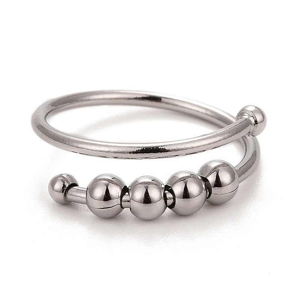 

PandaHall Brass Rotating Beaded Cuff Ring, Lucky Wrap Open Ring for Men Women, Platinum, US Size 8 3/4(18.7mm) Brass