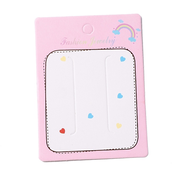 

PandaHall Paper Hair Clip Display Cards, Rectangle with Rainbow and Heart Pattern, Pearl Pink, 10x7.3x0.03cm, Hole: 8mm Paper Rainbow
