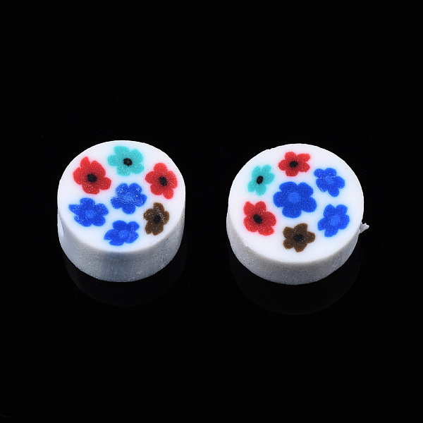 

PandaHall Handmade Polymer Clay Beads, Flat Round with Flower, Colorful, 9~10x4~4.5mm, Hole: 1.2~1.8mm Polymer Clay Flat Round