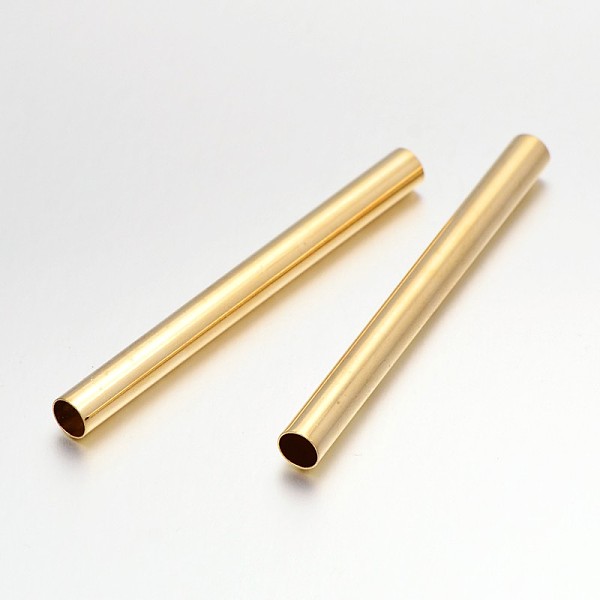 Light Gold Plated Long Brass Tube Beads