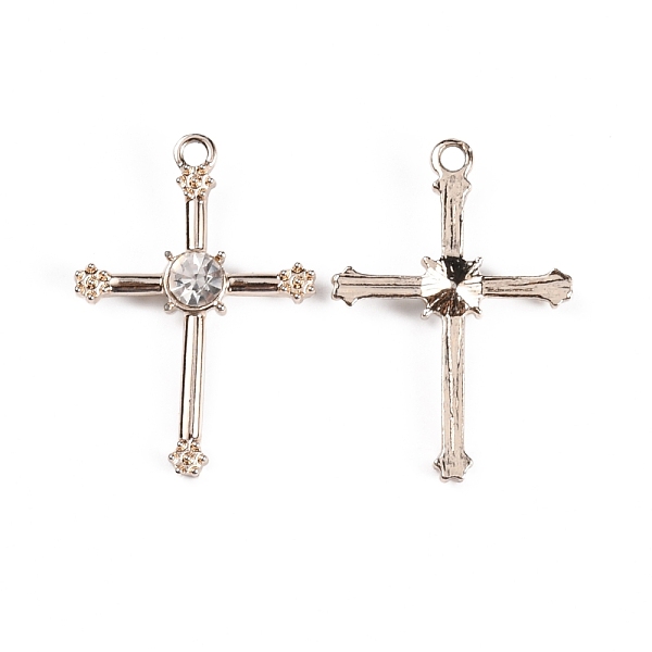 

PandaHall Zinc Alloy Pendants, with Rhinestone, Religion Theme, Cross, Light Gold, 30.5x21x4mm, Hole: 2mm Alloy+Rhinestone Cross Clear