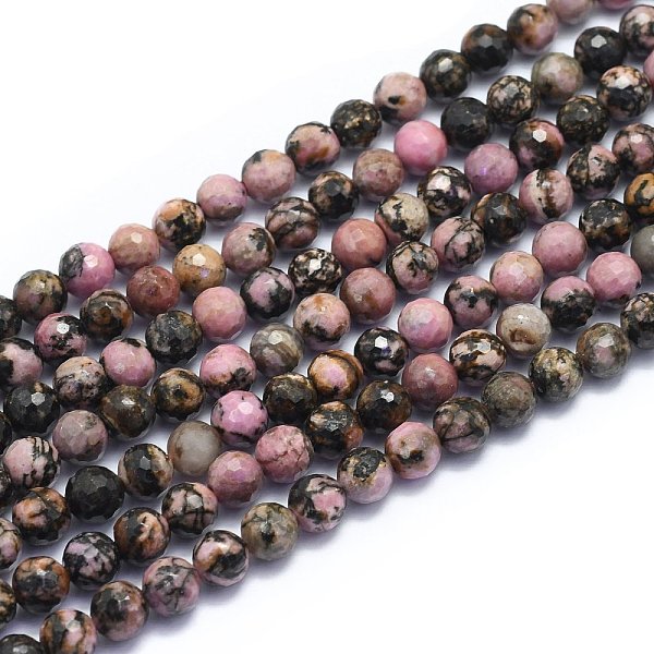 PandaHall Natural Rhodonite Beads Strands, Round, Faceted(128 Facets), Alice Blue, 6mm, Hole: 0.8mm, about 64pcs/strand, 15.35 inch(39cm)...