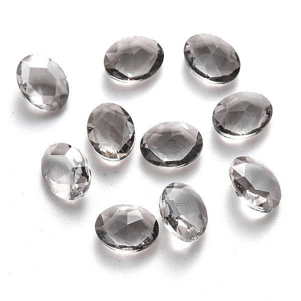 

PandaHall Oval Transparent Glass Cabochons, Nail Art Decoration Accessories, Faceted, Light Grey, 8x6x3.5mm Glass Oval