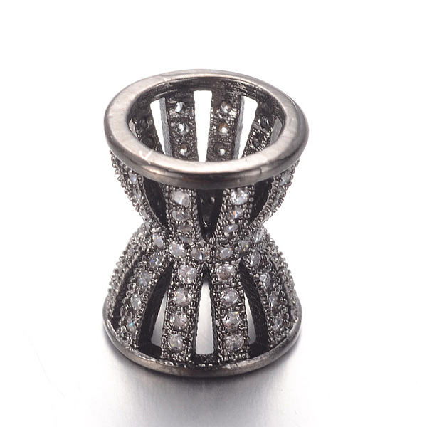 

PandaHall Brass Micro Pave Cubic Zirconia Flower Bead Caps, Gunmetal, 12x10mm, Hole: 7mm Brass+Cubic Zirconia Clear