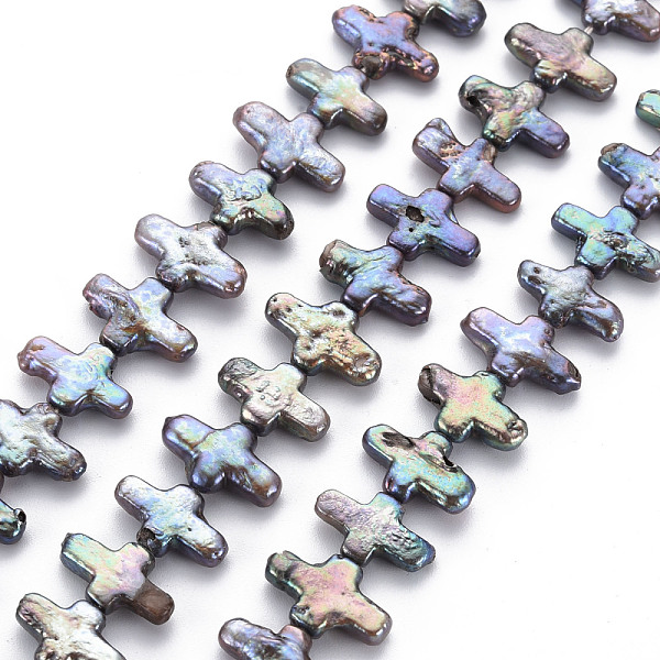 

PandaHall Natural Keshi Pearl Beads Strands, Cultured Freshwater Pearl, Dyed, Cross, Black, 13~25x8~10x3~5mm, Hole: 0.5mm, about...