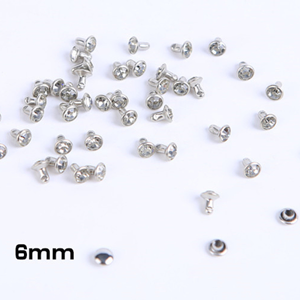 

PandaHall Brass Rhinestone Rivets, Caps and Studs, for Leather Craft DIY Making, Platinum, Flat Round, Crystal, Stud: 6x6.5mm, Cap: 5.5x4mm..., Clear