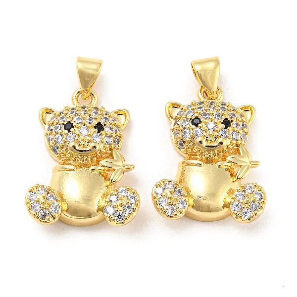 

PandaHall Rack Plating Brass Micro Pave Cubic Zirconia Pendants, Long-Lasting Plated, Lead Free & Cadmium Free, Bear Charm, Real 18K Gold..., Clear