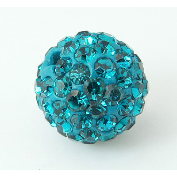 

PandaHall Polymer Clay Rhinestone Beads, Pave Disco Ball Beads, Grade A, Blue Zircon, PP11(1.7~1.8mm), 8mm, Hole: 1.5mm Polymer Clay+Glass..., Cyan
