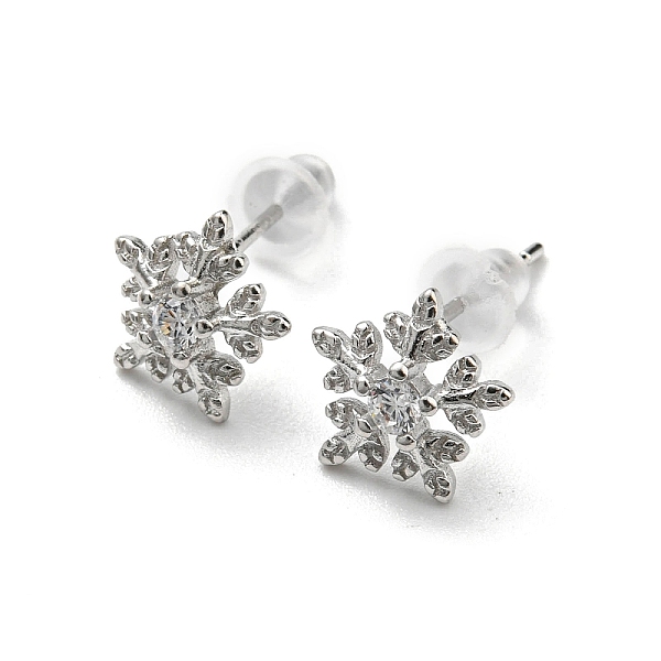 

PandaHall Christmas Theme Brass Stud Earrings, Snowflake, 8.5x9mm Brass Snowflake