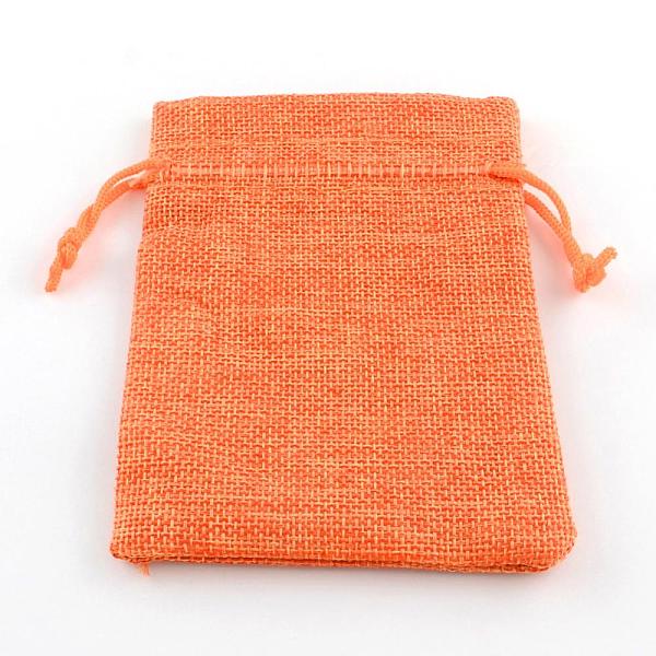 

PandaHall Burlap Packing Pouches Drawstring Bags, Coral, 9x7cm Burlap Red