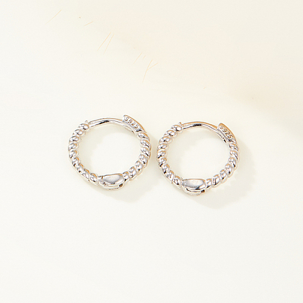 

PandaHall Rhodium Plated 925 Sterling Silver Hoop Earrings, Round Ring, Platinum, 10mm Sterling Silver Ring