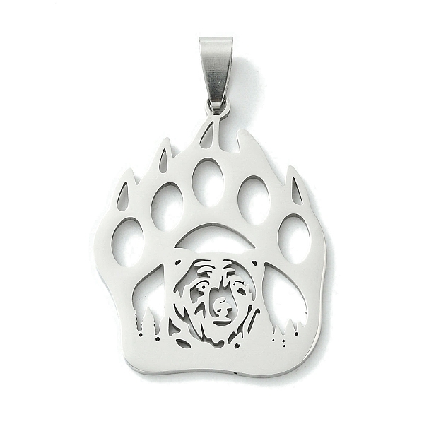 

PandaHall 201 Stainless Steel Pendants, Laser Cut, Stainless Steel Color, Paw Print, 38x29.5x1.5mm, Hole: 8x4mm 201 Stainless Steel Paw...