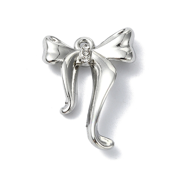 

PandaHall Rack Plating Alloy Rhinestone Pendants, Bowknot, Platinum, 24x17x5mm, Hole: 2mm Alloy+Rhinestone Bowknot Clear