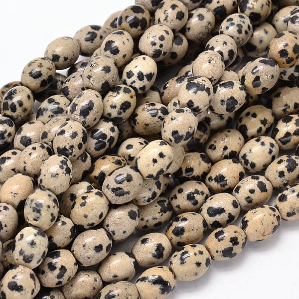 

PandaHall Oval Natural Dalmatian Jasper Bead Strands, 10x8mm, Hole: 1mm, about 39pcs/strand, 15.7 inch Dalmatian Jasper Oval