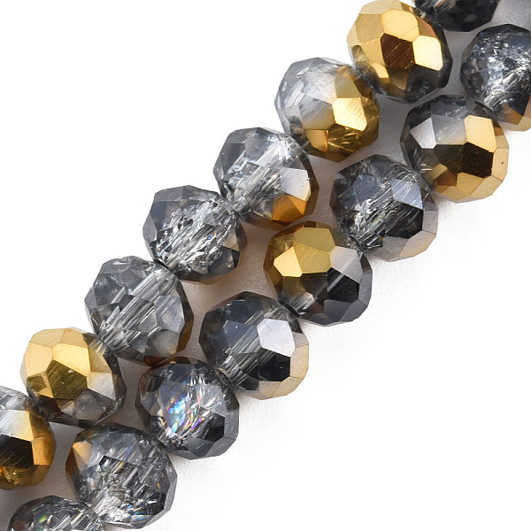 

PandaHall Transparent Crackle Electroplate Glass Beads Strands, Half Plated, Faceted, Abacus, Gold, 8x6.5mm, Hole: 1.4mm, about 65pcs/strand...