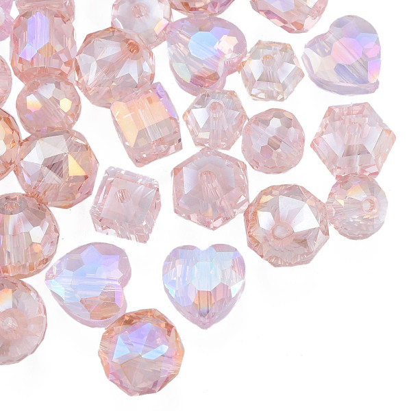 

PandaHall Transparent Glass Beads, AB Color, Faceted, Mixed Shapes, Pink, 7~10x7~10x5~9.5mm, Hole: 1~1.5mm Glass Mixed Shapes Pink