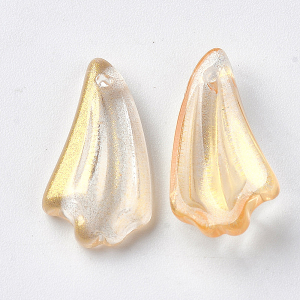 

PandaHall Transparent Spray Painted Glass Pendants, with Glitter Powder, Petaline, Gold, 20x10.5x5mm, Hole: 1.2mm Glass Petaline Gold