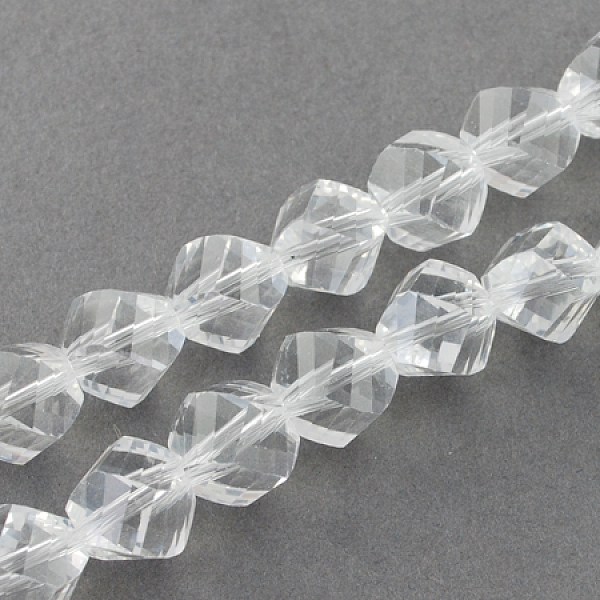

PandaHall Glass Bead Strands, Faceted, Twist, Clear, 8x7~8x8mm, Hole: 1mm Glass Twist Clear