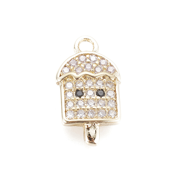 

PandaHall Brass Micro Pave Cubic Zirconia Charms, Ice Cream, Clear & Black, Golden, 13.5x7.5x2mm, Hole: 1.4mm Brass+Cubic Zirconia Food...