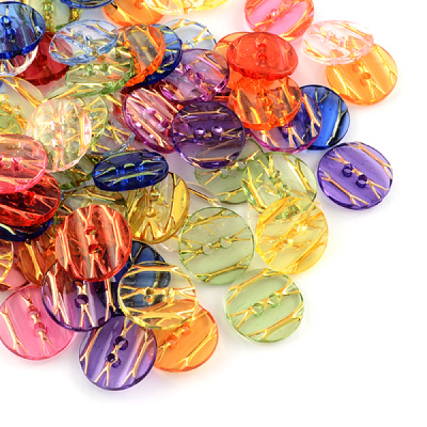 

PandaHall Transparent Acrylic Buttons, Plastic Sewing Buttons for Costume Design, 2-Hole, Dyed, Flat Round, Mixed Color, 13x3mm, Hole: 1mm..., Multicolor